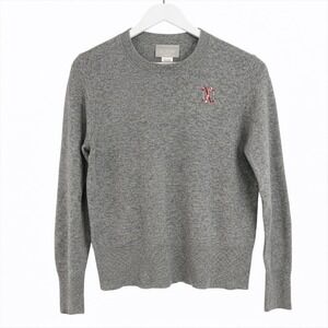 J.Crew Women's Small NWT 100% Cashmere Sweater Gray Ski Logo Crewneck